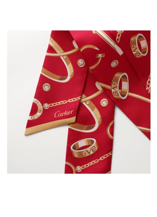 Cartier Dames Precious Mundanity hoofdband van zijde 105 x 5 cm CROS000171 in de kleur Rood