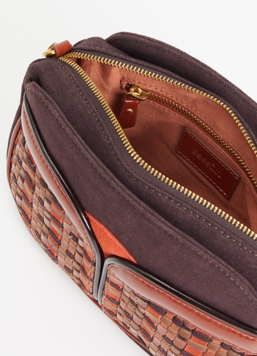 Sessùn Dames Divine crossbodytas met details van lamsleer in de kleur Roodbruin