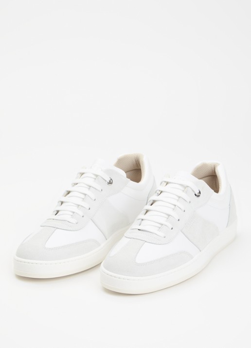 Mason Garments Heren Napoli Tradizionale sneaker van leer met suède details in de kleur Wit, maat: 43