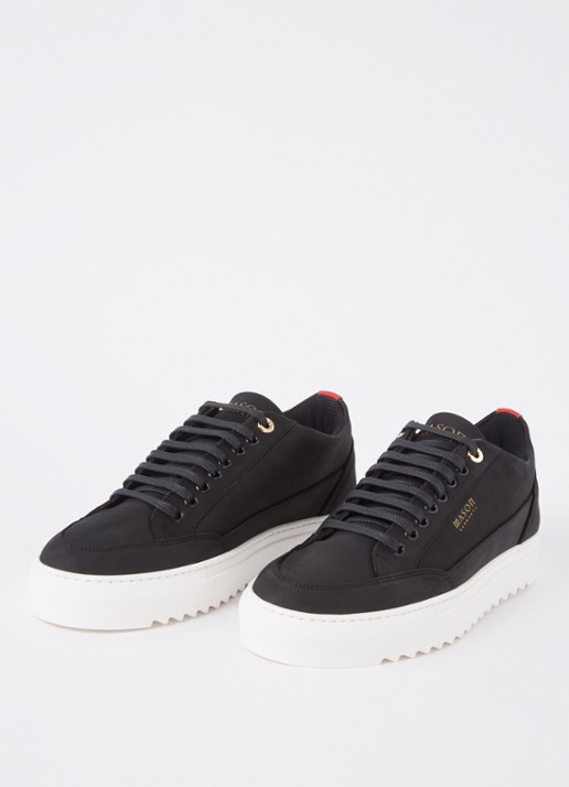 Mason Garments Heren Tia Nabuk sneaker van nubuck met logo in de kleur Zwart, maat: 43