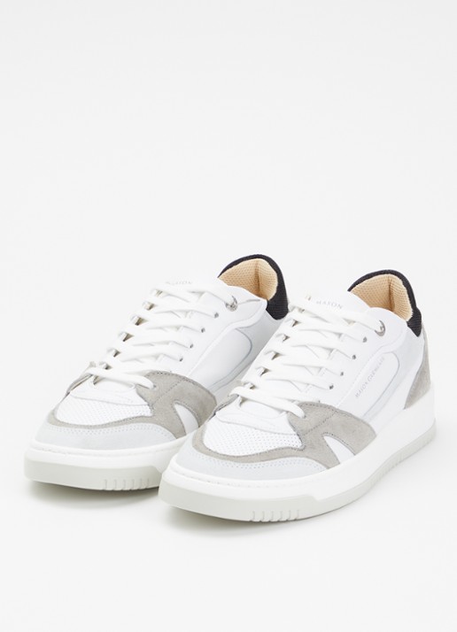 Mason Garments Heren Matera sneaker van leer met suède details in de kleur Wit, maat: 43