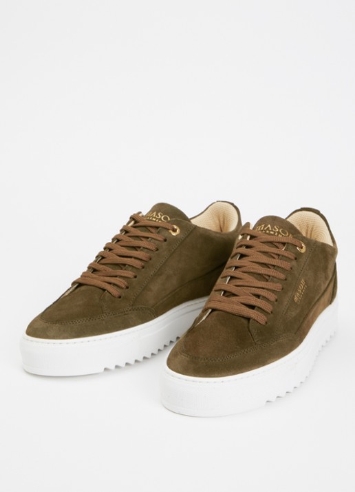 Mason Garments Heren Tia Corporativo sneaker van suède in de kleur Bronsgroen, maat: 41