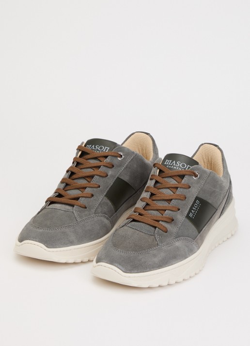 Mason Garments Heren Tia Runner sneaker van suède in de kleur Grijs, maat: 43