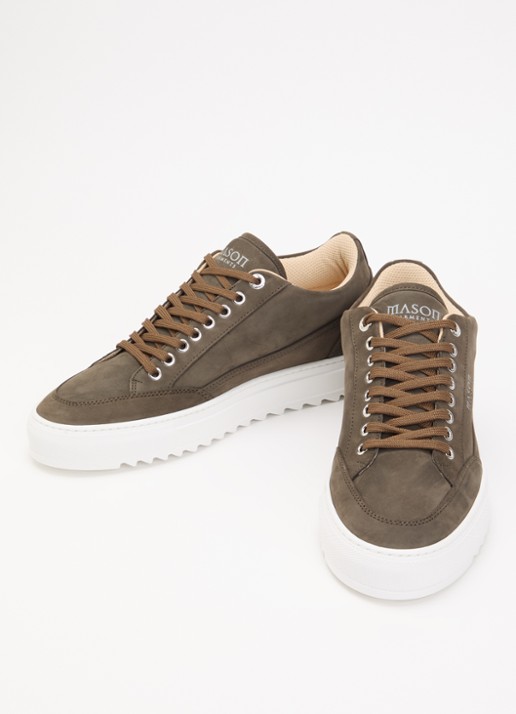Mason Garments Heren Tia sneaker van leer in de kleur Donkergroen, maat: 43