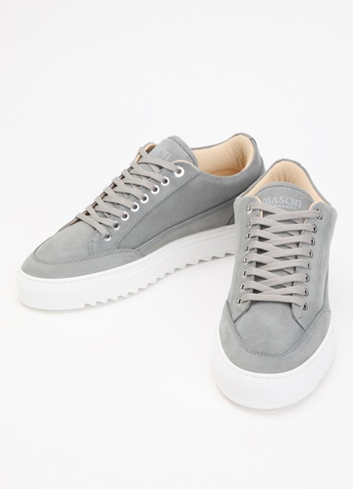 Mason Garments Heren Tia sneaker van nubuck in de kleur Lichtgrijs, maat: 46
