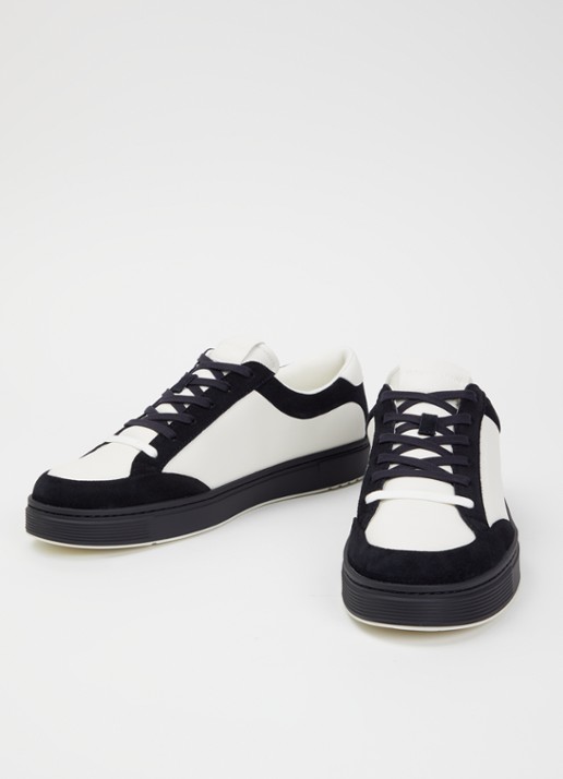 Armani Heren Sneaker van leer met details van suède in de kleur Zwart