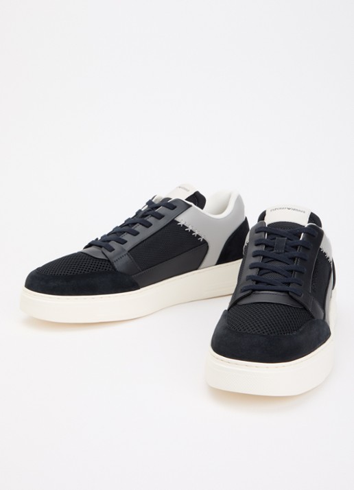 Armani Heren Cordura sneaker met suéde details in de kleur Zwart