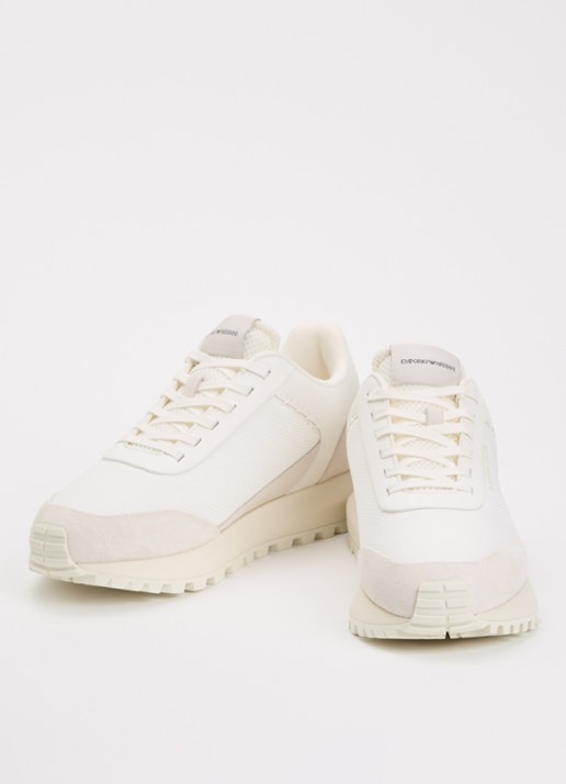 Armani Heren Cordura sneaker met details van suède in de kleur Wit