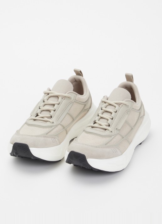 Armani Heren Sneaker van mesh met details van suède in de kleur Beige