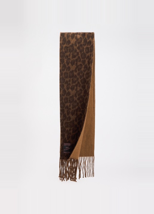 Essentiel Antwerp Dames Sjaal in alpaca wolblend met panterprint 180 x 25 cm in de kleur Bruin