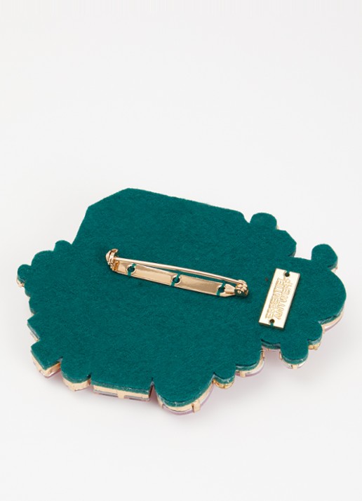 Essentiel Antwerp Dames Kube broche met kristal in de kleur Groen