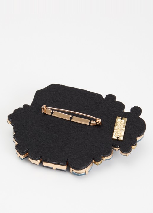 Essentiel Antwerp Dames Kube broche met kristal in de kleur Violet