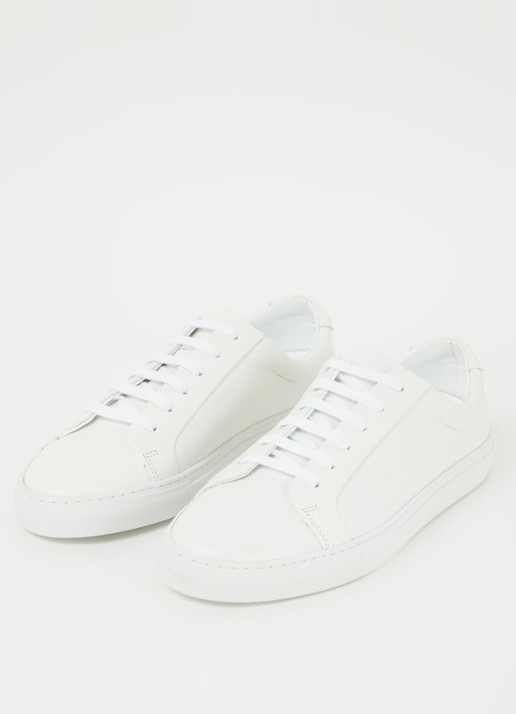 Reiss Heren Luca Tumbled sneaker van leer in de kleur White / Wit