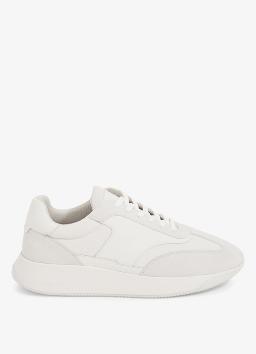 Reiss Heren Emmett sneaker van mesh met suède en leren details in de kleur Wit