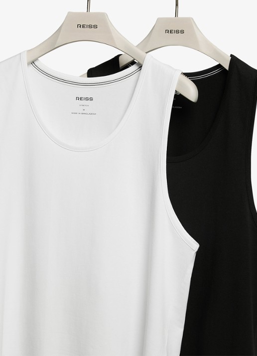 Reiss Heren Monty singlet van katoen in 2-pack in de kleur Wit