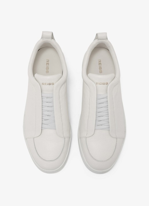 Reiss Heren Henry sneakers met logo in de kleur Wit