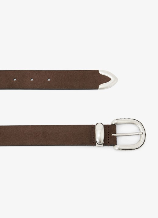 Reiss Heren Jonny riem van suède in de kleur Chocoladebruin