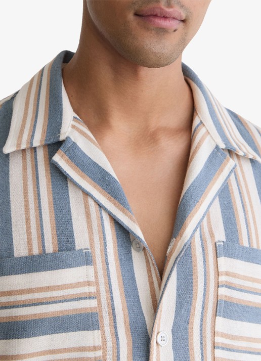 Reiss Heren Celeste regular fit overhemd met streepprint in de kleur Blue/Ecru