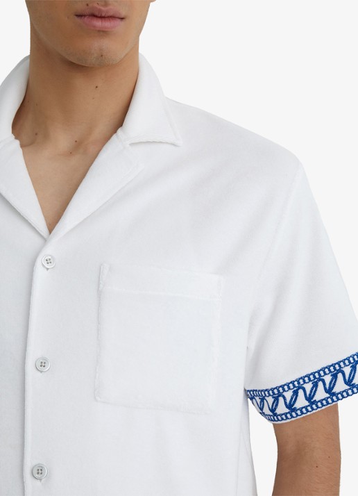 Reiss Heren Bleeker regular fit overhemd met borduring in de kleur White / Wit