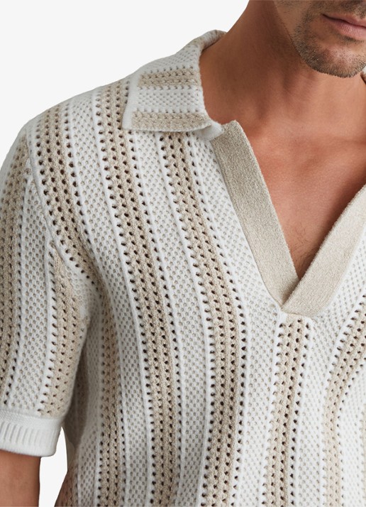 Reiss Heren GLOBE polo met streepprint in de kleur Beige
