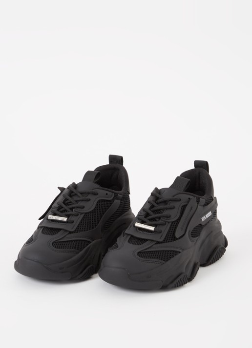 Steve Madden Dames Possession-E sneaker met mesh detail in de kleur Zwart, maat: 40