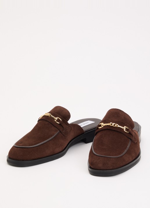 Steve Madden Dames Nada muiltje van suède in de kleur Donkerbruin, maat: 36