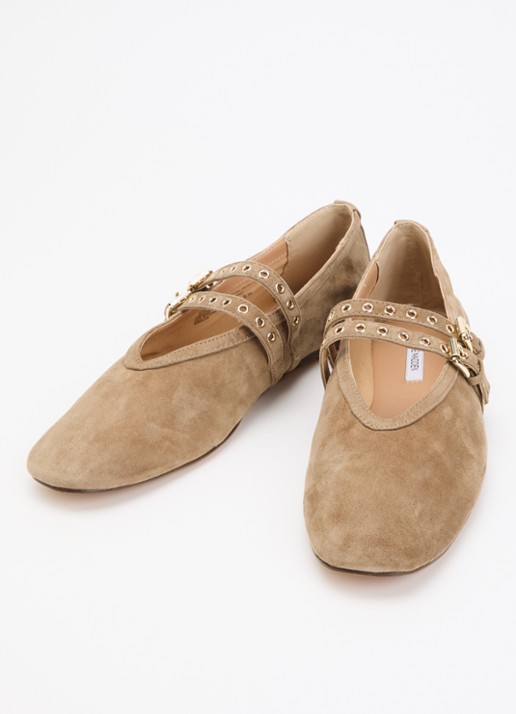 Steve Madden Dames Lydia ballerina van suède in de kleur Beige, maat: 38
