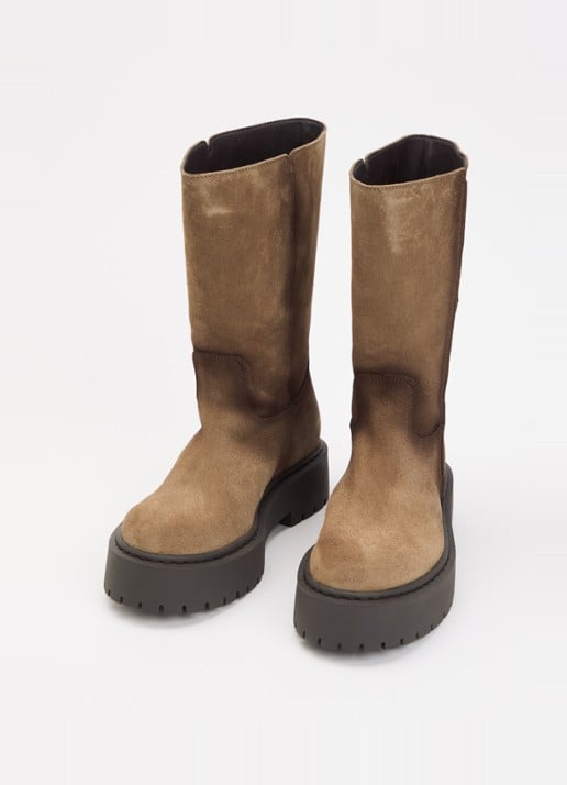 Steve Madden Dames Soleil laars van suède in de kleur Beige, maat: 42
