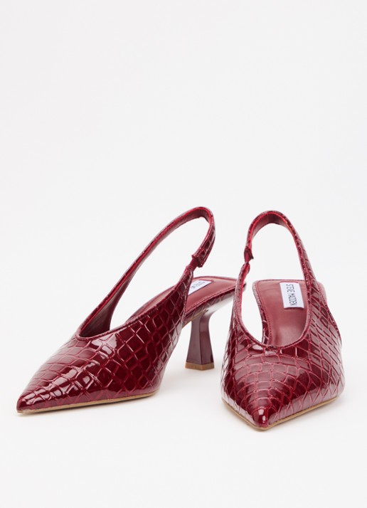 Steve Madden Dames Alari slingback met crocostructuur in de kleur Bordeauxrood, maat: 41
