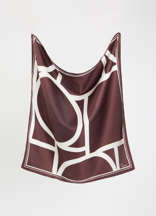 OPUS Dames Aditha sjaal met print 60 x 60 cm in de kleur Bordeauxrood, maat: ONE SIZE