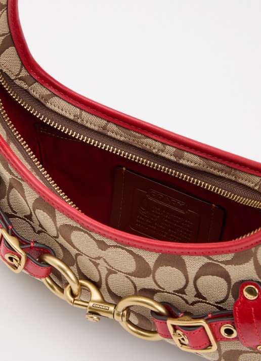 Coach Dames Belted Ergo 26 schoudertas met leren details en logoprint in de kleur Beige, maat: 1SZ