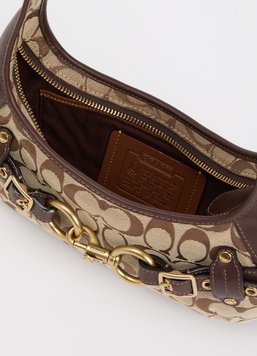 Coach Dames Belted Ergo 26 schoudertas met leren details en logoprint in de kleur Bruin, maat: 1SZ