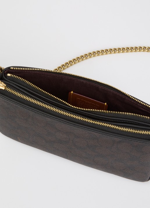 Coach Dames Audrey schoudertas met logoprint en afneembare schouderriem in de kleur Donkerbruin, maat: 1SZ