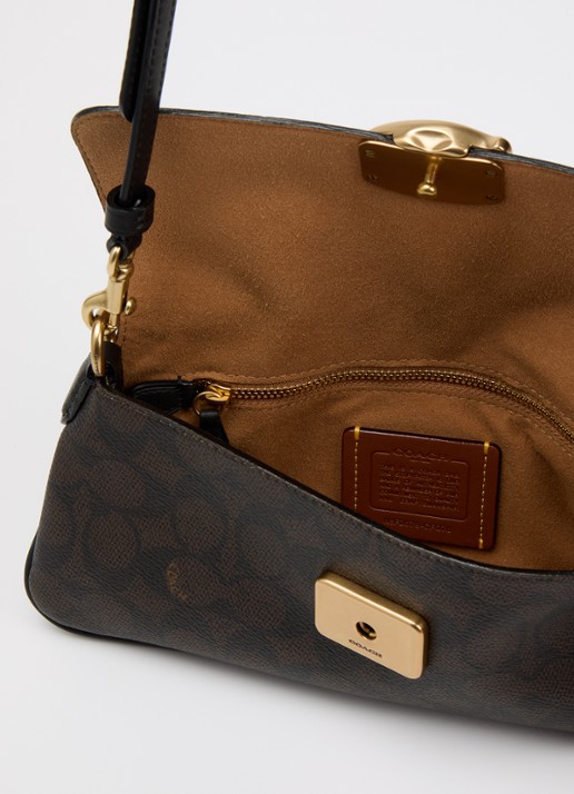 Coach Dames Jet schoudertas met logoprint en verstelbare schouderriem in de kleur Donkerbruin, maat: 1SZ