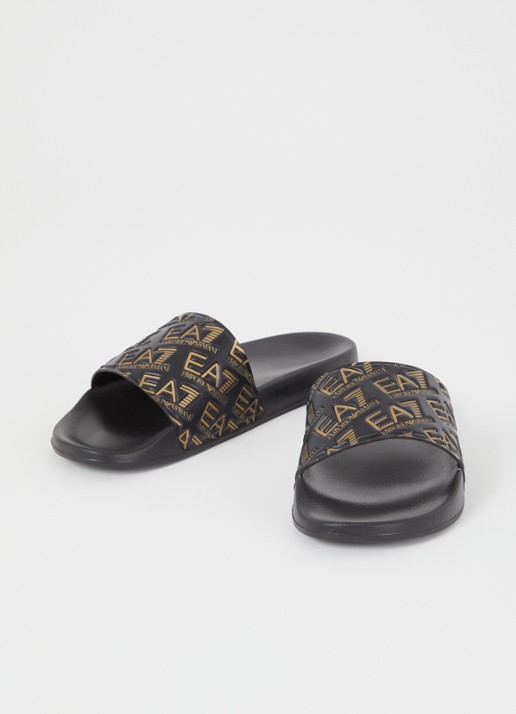 Armani Heren Slipper met logo in de kleur Hazelnootbruin