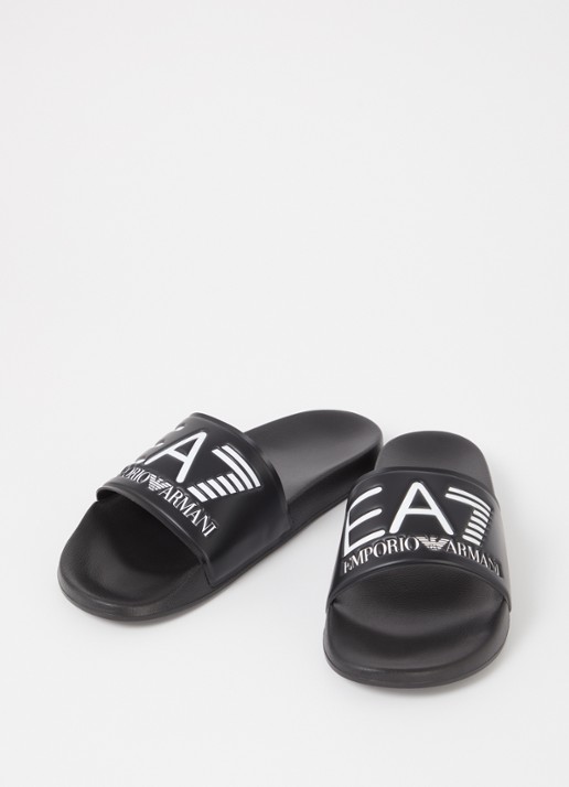 Armani Heren Slipper met logo in de kleur Diepzwart