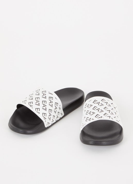 Armani Heren Slipper met logo in de kleur Wit
