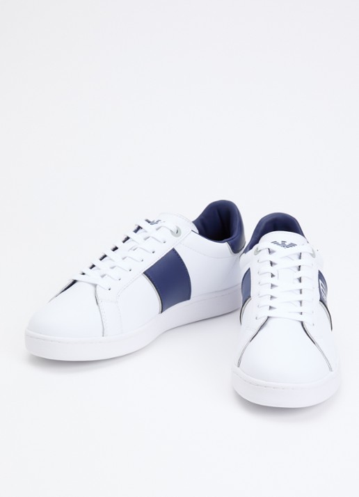 Armani Heren Sneaker van leer met logo in de kleur Blauw