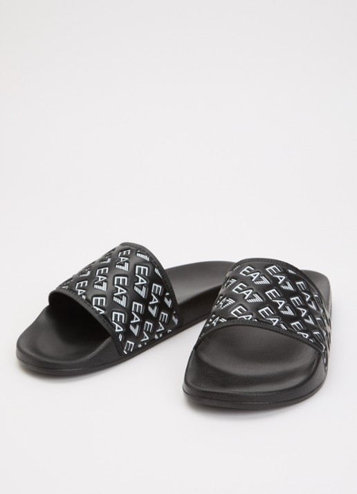 Armani Heren Slipper met logo in de kleur Antraciet