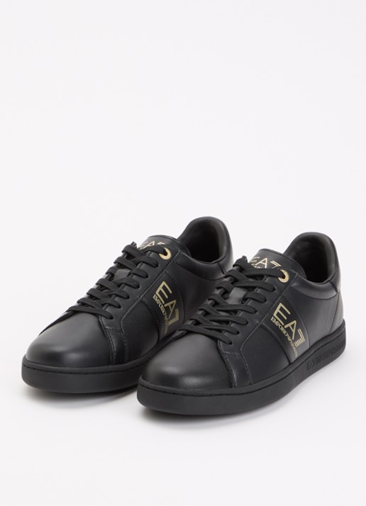 Armani Heren Sneaker van leer in de kleur Zwart