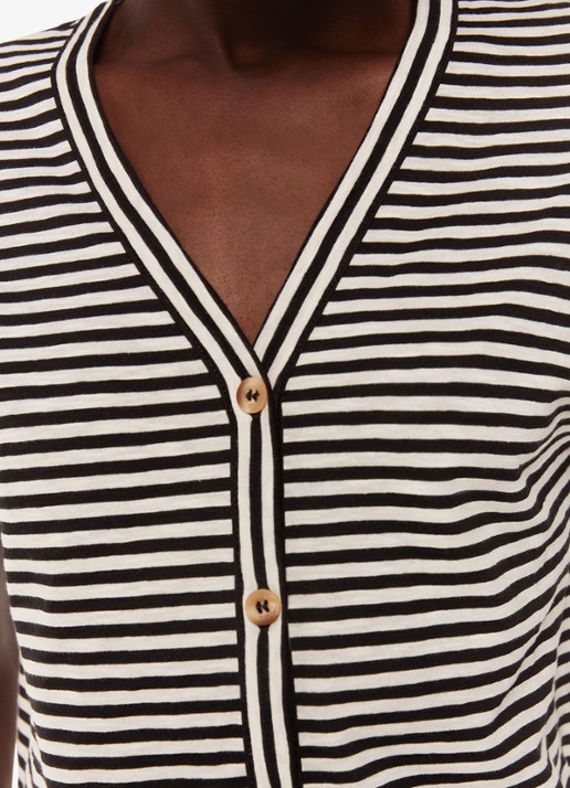 Whistles Dames Jilly top met streepprint en V-hals in de kleur Zwart