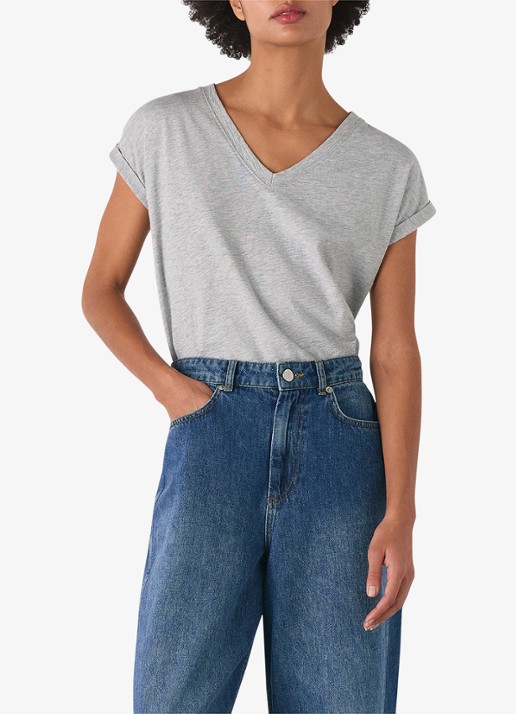 Whistles Dames Willa T-shirt met gemêleerd dessin in de kleur Grijsmele