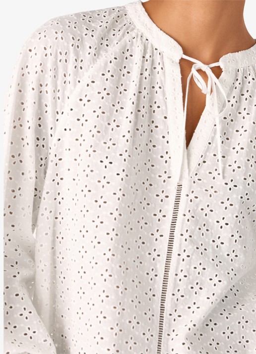 Whistles Dames Tuniek met opengewerkt dessin in de kleur Wit