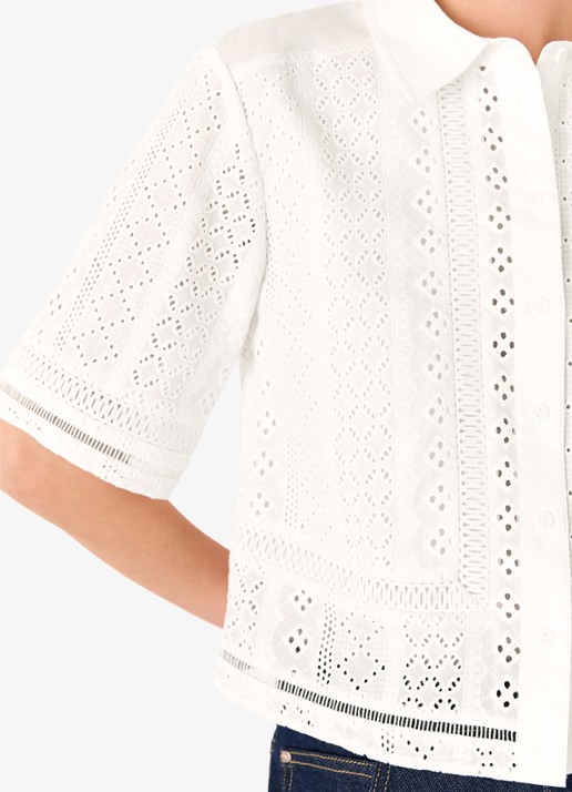 Whistles Dames Blouse van broderie in de kleur Wit