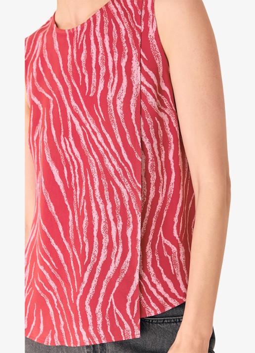 Whistles Dames Mouwloze top met zebraprint in de kleur Kersenrood