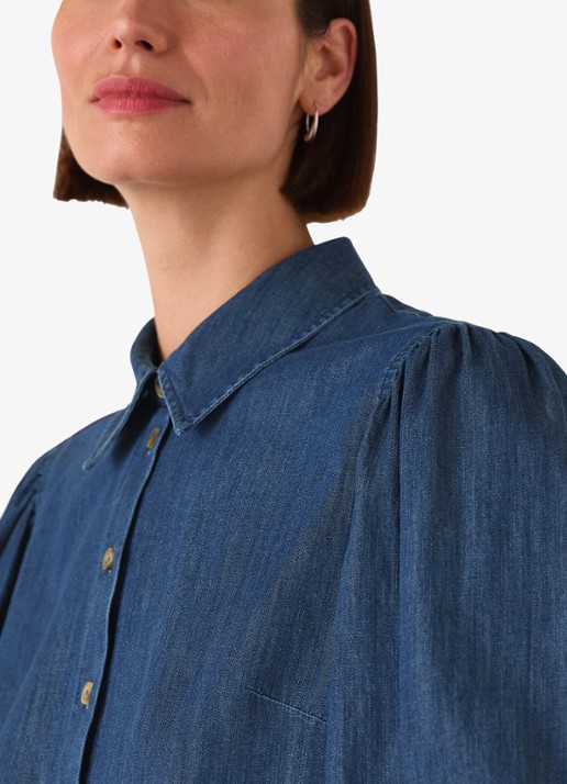 Whistles Dames Blouse van chambray in de kleur Donkerblauw