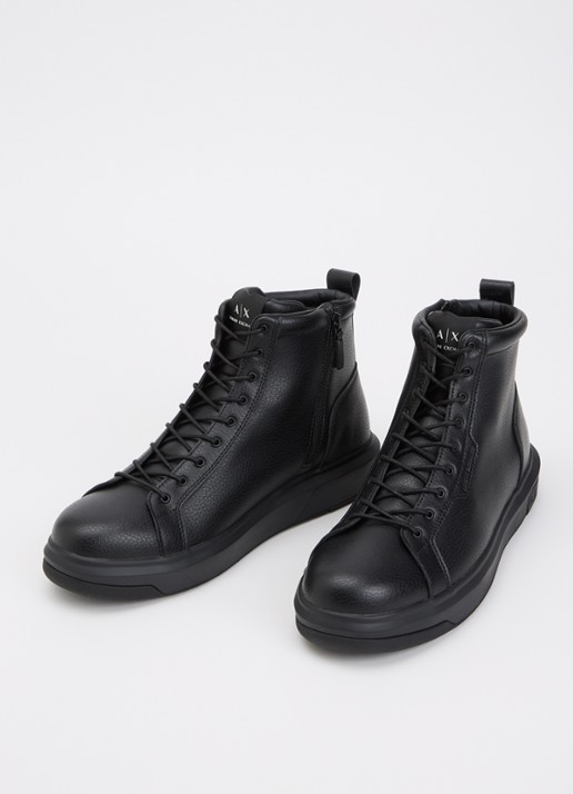 Armani Heren Veterboot van leer in de kleur Zwart