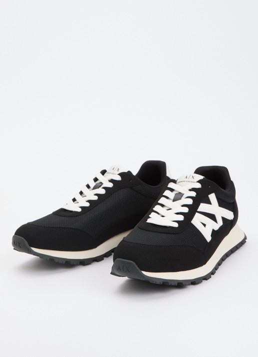 Armani Heren Sneaker met mesh details en logo in de kleur Zwart
