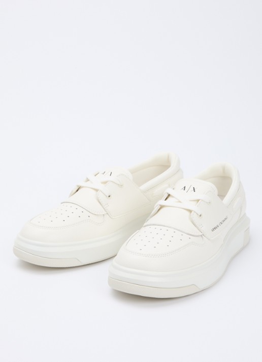 Armani Heren Sneaker van leer met logo in de kleur Wit