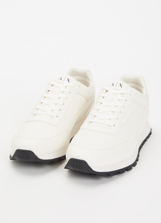 Armani Heren Sneaker met logoprint in de kleur Gebroken wit